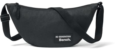 Re-Generation Bench Unisex Schultertasche | umweltfreundliche Umhängetasche für Damen und Herren | Anti-Diebstahl-Umhängetasche | stilvolle Herrentaschen | 32 cm x 15 cm, Schwarz , 32cm x 15cm