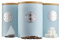 Cooks Professional 3 Piece Ribbed Tea, Coffee, & Sugar Cannisters with Air-Tight Bamboo Lids | Stainless Steel Kitchen Storage Bin Set | Modern & Stylish | Blue & Silver