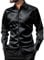 Wirltte Men's Dress Shirt Silk Luxury Long Sleeve Slim Fit Wedding Party Disco Prom Sequin Shirts Black XXL
