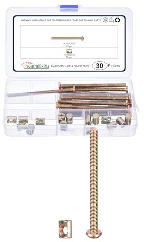 METALLIXITY Connector Bolt Dado Nocciola (1/4-20x3-1/2) 30Pz, Connector Bolts Vite Dado Nocciola Viti Legatura, per Sedia Armadio Letto, Giallo