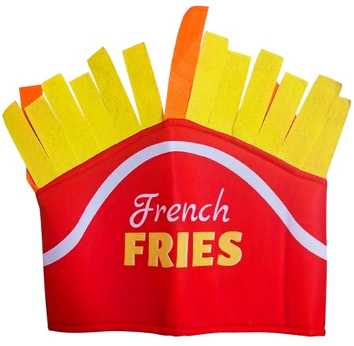 Vobumix Neuheit Essen Hut, Pommes Frites Cosplay Kappe, Lustige Pommes Form Hut Weiche Stoff Kostüm Zubehör Hut Für Halloween Kostüm Prop