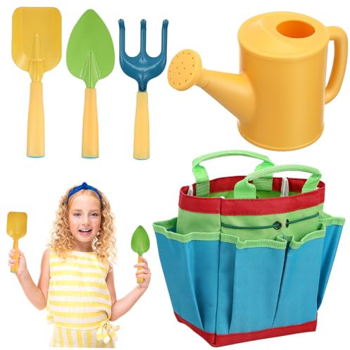 Sosoport Junge Mädchen Gartenwerkzeug Set Mit Schaufeln Rechen Gießkanne Und Tasche Ce-zertifiziertes Gartengerät Für Junge Mädchen Sicher Und Robust Für Garten Spielspaß