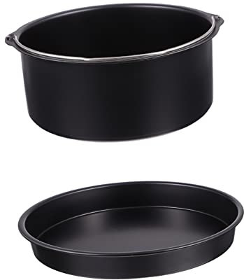 HOMSFOU 1set Non-stick Air Fryer Pan Cake Basket Pizza Plate for Fryers Baking Accessory for and Cakes Carbon Steel