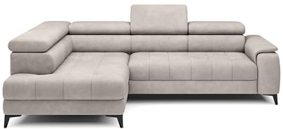DomoHome Ecksofa Freistehend Mit Schlaffunktion Und Verstellbaren Kopfstützen, Chaiselongue, Linke Seite, 278×197×76/98 cm, Schlaffläche: 88×200 cm, Stoffbezug In Esche