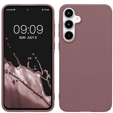 kwmobile Case Compatible with Samsung Galaxy A55 5G Case - Soft Slim Protective TPU Silicone Cover - Grape Purple