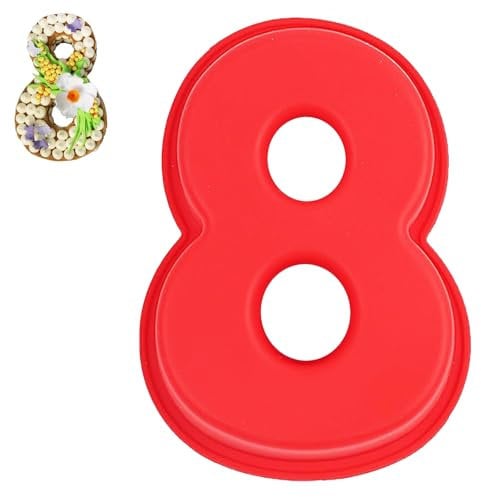 Guittly Number 8 Cake Tins Moulds, 3D Large Number Cake Mould, Bake Trays for Baking Birthday Anniversary, Non-Stick Food-Grade Silicone Oven and Dishwasher Safe (8)