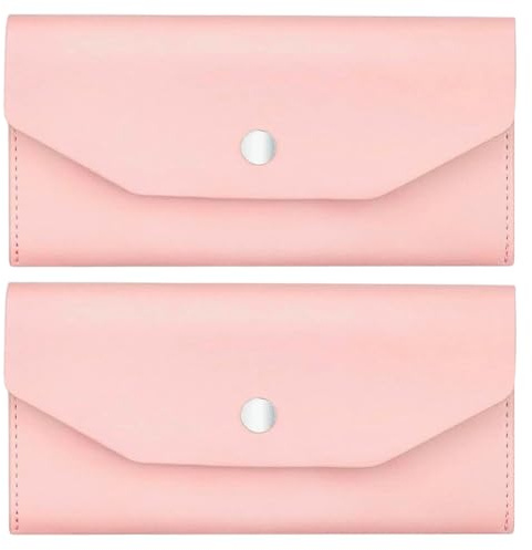 CALFOVERA 2 STK. PU Leder Geldbeutel Für Geldbörsen Wiederverwendbare Budget Bindemittel Geldumschläge Rosa Kleine Geldscheine Fülltasche Beutel Retro Kupplungsorganisator Für Männer Frauen