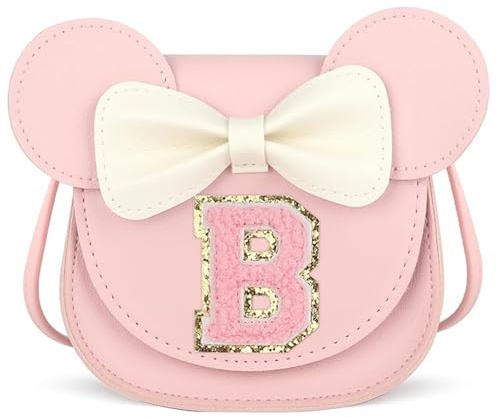 KU Cadeau Sacs à Main Fille Bandoulière avec Nœud et Oreilles de Souris, Mini Sac à Main en PU - Bandoulière pour Enfants Filles 2-8 ans