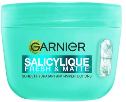 GARNIER - Salicylique - Crème Sorbet Hydratante Fresh & Matte - Crème Hydratante & Matifiante - Adoucit la Peau, Unifie le Teint, Réduit les Pores et l'Excès de Sébum - Tous Types de Peaux - 85 ml | 4% Niacinamide Acide Salicylique Centella, Réduit imperfections & pores, Régule sébum, Texture non grasse, Peaux Mixtes