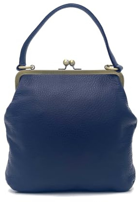 Taschenkinder Lederhandtasche mit Bügelverschluss – Modell Zoe, Henkeltasche und Schultertasche aus echtem Leder für Damen.