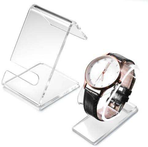 Pack of 2 Transparent Watch Stand Watch Holder Watch Stand Watch Holder Fixed Watch Stand Single Watch Holder Rack Holder Watch Case Acrylic Strap for Watch Display Men Women