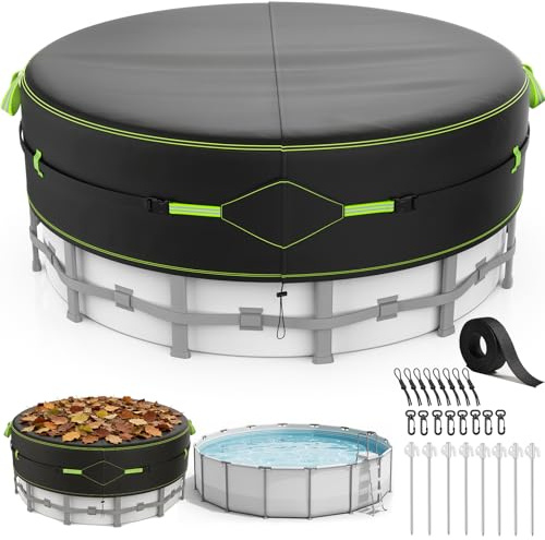 ROMIVO Bache Piscine,pour Piscines Hors-Sol Ø 548,pour Bassins 500-546 cm | Bâche Protection pour Piscine avec Bandes Réfléchissantes, Ancrages Terrestres,Couverture de Piscine, Antipoussière