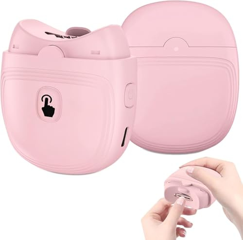 Electric Nail Clippers, Automatic Nail Cutter - Electric Nail Trimmer with Nail Scraps Storage, 2 Speed Nail Clipper, Rechargeable Fingernail Cutter with LED Light for Adult Seniors Pink