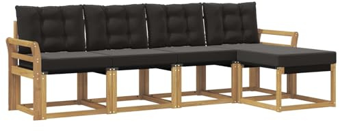vidaXL Outdoor-Sofagarnitur mit Kissen 5 pcs Weiß und Schwarz, Gartenmöbel, modernes, langlebiges Outdoor-Sofa, Eckset für Terrasse, Bequeme Lounge und Sitzgelegenheit