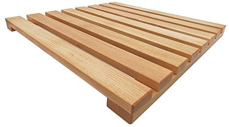 Falegnameria S. Andrea Pedana Doccia in Legno Naturale di faggio cm 60x60 Prodotta artigianalmente in Italia, Antiscivolo …