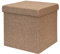 DuneDesign Faltbarer Sitzhocker 38cm Fußhocker Polsterhocker mit ca 42L Stauraum Sitzwürfel Sitzkasten Ottomane Leinen Hellbraun