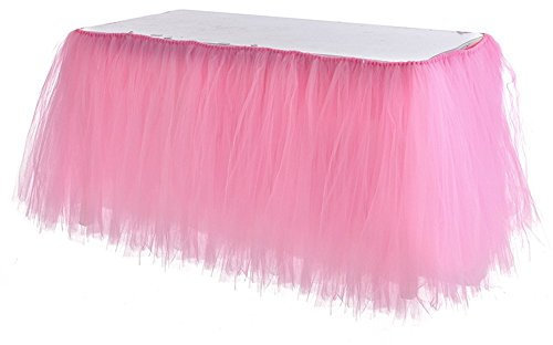 Venkaite Tulle Tutu Gonna Tavolo Tovaglia Table Skirt per Nozze Partito, Doccia per Bambini, Compleanni e Casa Decorazioni, 91.5 x 80 cm (36 x 31 Inches), Rosa