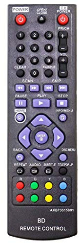 Smartby AKB73615801 Remote Control Compatible LG Blu-Ray DVD Player BD220 BD630 BP325W BP335WN BP125 BP125N BP135W-N BP200 BP220 BP220N BP320 BP320N BP325 BP325N