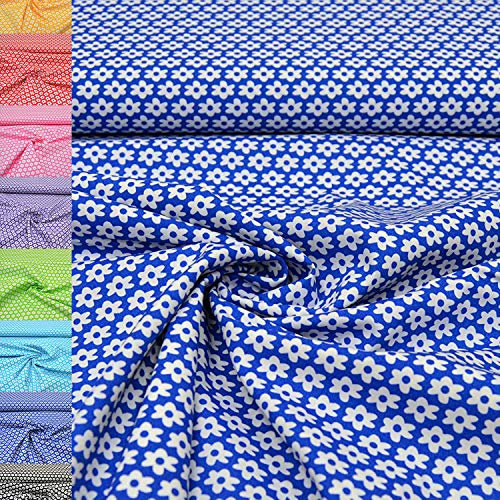 MAGAM-Stoffe Amelie Blumen Baumwollstoff Oeko-Tex Meterware 50cm (12. Royal-Blau)
