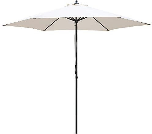 Outsunny 2.8m Garden Parasol Umbrella, Round Outdoor Market Table Umbrella Sun Shade Canopy, Off-White