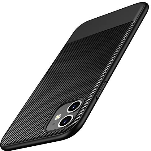 AVANA Hülle für iPhone 11 Schutzhülle Flexibles Slim Case Schwarz Bumper Silikon TPU Kratzfest Cover Carbon Optik