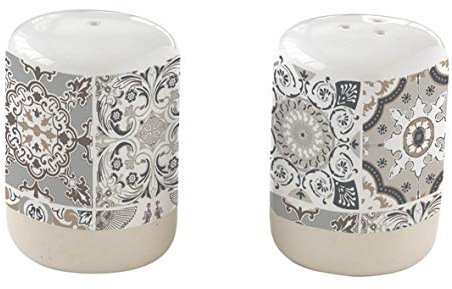 Easy Life 1665CADG - Salero y pimentero, Porcelana, Multicolor, 2,5 x 2,5 x 5,5 cm