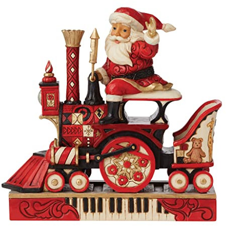 Enesco FAO Schwarz by Jim Shore Santa Reitzug Explore a World of Wonder Figur, 21 cm H x 18,4 cm B x 7 cm D, Rot