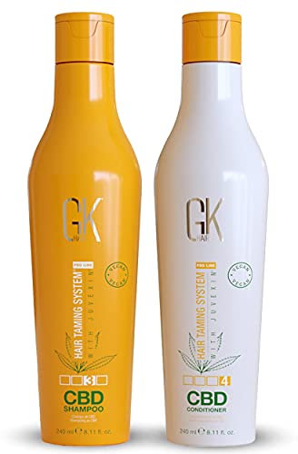 GK HAIR Global Keratin Hemp Shampoo and Conditioner Sets (240ml) Hydrating Strengthening Color Treated Damaged Repair Nourishing & Shine Infused with Organic Vegan Sulfate Paraben Free