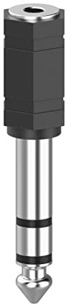 Hama Adaptateur Jack 6.35 vers 3.5 Garantie 10 Ans (Adaptateur Audio 6.35mm Mâle vers 3.5mm Femelle, Stéréo, Prise Casque, Audio Connecteur Stéréo pour Mélangeur Audio/Piano électrique/Clavier) Noir