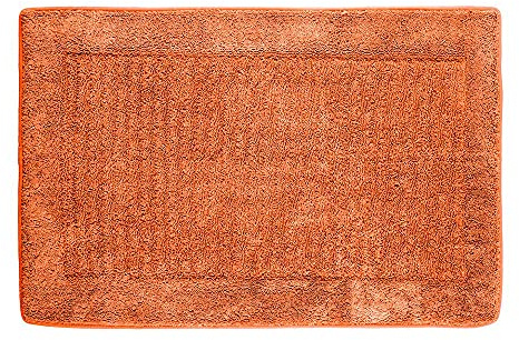 PANA® Viskoelastische Frottee Badematte (50 x 80 cm) • Hochflor Badvorleger mit viskoelastischem Memoryschaum • rutschfest und saugstark • Waschbarer Duschvorleger • Farbe: Orange