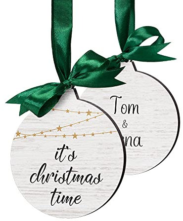 Persönliche Weihnachtskugel Anhänger - Weihnachtskugeln mit Namen & Text personalisiert - Tannenbaumschmuck Holz weiß rosa - Weihnachtsanhänger online gestalten