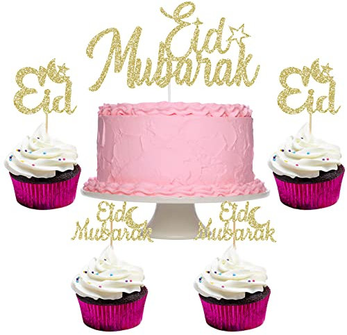 Gold Glitter Eid Mubarak Tortenaufsatz und Cupcake Topper für Mubarak Party Dekor