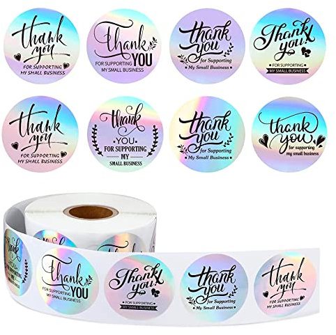 HIUOUIH Danke Aufkleber Rolle 500 Stück Selbstklebend Thank You Sticker Handmade Aufkleber Runde für Dekorative Geschenke Backgeschäfte Geschenktüten Briefumschlag Hochzeit Thanksgiving