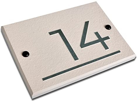 Personalised House Number & Address Plaque – Engraved Slate Door Sign with Modern Contemporary Colours – Customisable Design (14 x 10 cm)