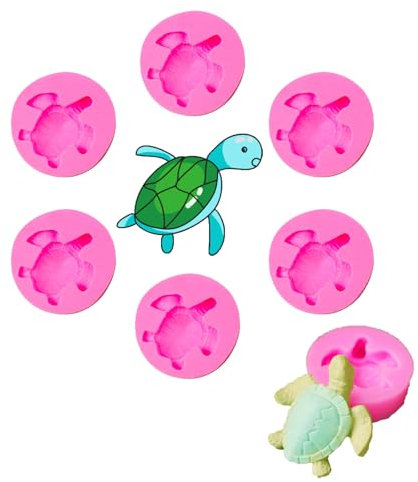 Molyorch 6 Stück Schildkröte Silikon Backform, Rosa Schildkröte Silikonform, Wiederverwendbare Schildkröten Silikonform, für Schokolade, Süßigkeiten, Kuchenformen
