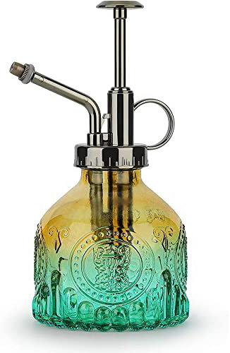 KoGiio Verre Plantes Vaporisateur D'arrosage, 200ml Rétro avec Pompe Supérieure Arrosoir, Une Main Darrosage Pulvérisateur Brumisateur pour Jardinage Plantes, Jardin, Nettoyage, L'alcool-Marron/Vert