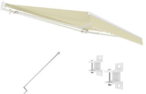 Eclipse Kassettenmarkise Halbkassette Gelenkarm Sonnenschutz Markise Sonnenmarkise Balkonmarkise manuell Standard' 4x3m Stoff 280g/m² Polyester (PE) UV-Schutz 50+, Markisentuchfarbe:Beige
