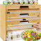 5 in 1 Foil and Plastic Wrap Organizer with Cutter, Plastic Wrap Food Dispenser with Paper Towel Holder for 12 inch Roll Wax Paper Parchment, Wall Mount Aluminum Foil Dispenser for Kitchen Storage