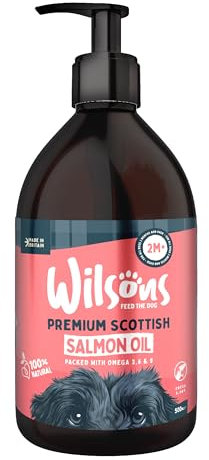 Wilsons - Salmon Oil for Dogs UK, Meal Supplement for Healthy Joints, Omega 3, 6, and 9, 100% Natural, Suitable for Adult Dogs and Puppies 2 Months and Up (1L)