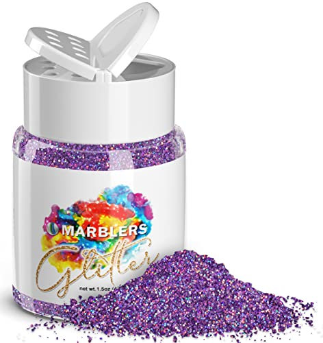 MARBLERS Holographic Glitter [Holo Purple] 1.5oz (42g) | Fine | Non-Toxic, Vegan, Cruelty-Free | Face, Body, Eyeshadow, Hair, Festival, Party Makeup | Nail Art, Polish | Resin, Tumbler, Slime, Craft