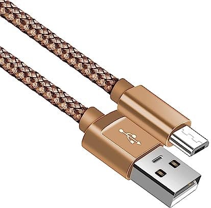 Brand-Tech Micro USB Cable, Android Charger Cable, Fast USB Charging Cable Nylon Braided USB Charger Lead for Samsung Galaxy S7/S5/J3/J5/J7, Huawei, HTC, LG, Kindle, Nexus, Nokia (3 Meters), Gold