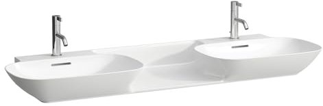 LAUFEN INO Doppelwaschtisch, ohne Hahnloch, ohne Überlauf, 1420x450mm, H8143040001121, Farbe: Weiß