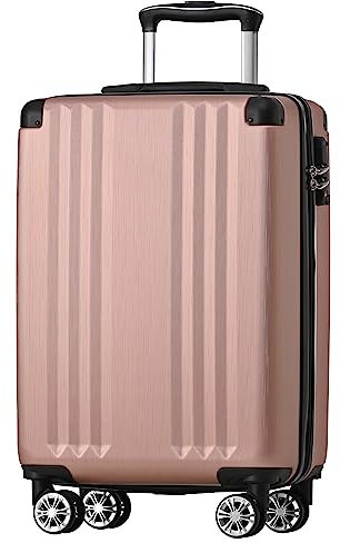 Merax Koffer Hartschalen-Koffer Trolley Rollkoffer Reisekoffer Handgepäck, TSA Zollschloss, 4 Rollen, Teleskopgriff, ABS-Material, M-56,5 * 37,5 * 22,5 cm, Rosa