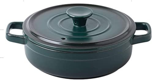 Ceramic Casserole Ceramic Casserole Small Stoneware cocotte Round Casserole with lid Slow stew Dutch Oven Heat-Resistant Soup Pot Blue Clay Soup Pot 0.87 l (Green 2L) (Pink 0.6L) Aesthetic a (Green 2