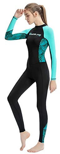 Combinaison en néoprène KOCAN pour femme - Séchage rapide - Une pièce - Avec manches longues - Maillot de bain pour les sports nautiques d'été
