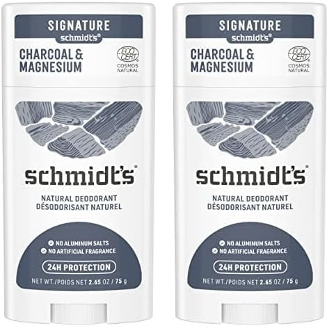 Schmidt's Deodorant Stick Vegan, Kohle & Magnesium, 75 g/ 58ml (Packung mit 2)