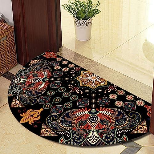 Guest Ruyunlai Semi Circle Funny Out Welcome Half Moon Kitchen Rugs Inside Door Mats Doormat Indoor Heavy Duty Non Slip Washable Large black fireworks 40x60cm