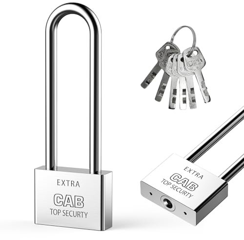 Cadenas allongé avec 6 clés, cadenas à anse de 50 mm de long, cadenas de haute sécurité pour entrepôts, portes de conteneur, garage, abri, portails, vélos