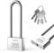 Cadenas allongé avec 6 clés, cadenas à anse de 50 mm de long, cadenas de haute sécurité pour entrepôts, portes de conteneur, garage, abri, portails, vélos