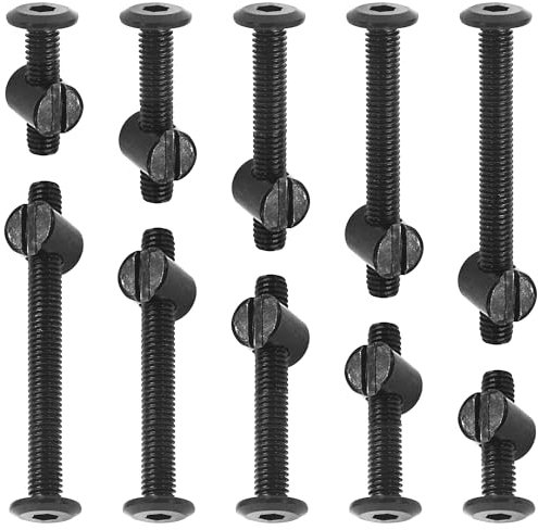 60 PCS Black M6 Bolts and Nuts Kit,Hex Head Screws and Nuts for Furniture
